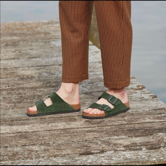green birkenstock sandals